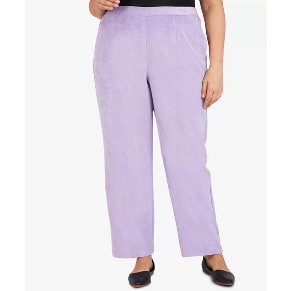 Alfred Dunner Plus Size Victoria Falls Corduroy Pull-On Elastic Classic Fit Pant - Picture 1 of 8